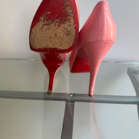 Louboutin pink peep-toe covered pumps, size 38 with box - Picture 7 of 12